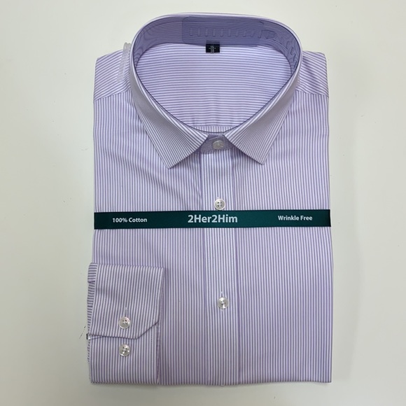 ✔️ Men’s burgundy stripe button down shirt (slim cut) - Picture 4 of 8